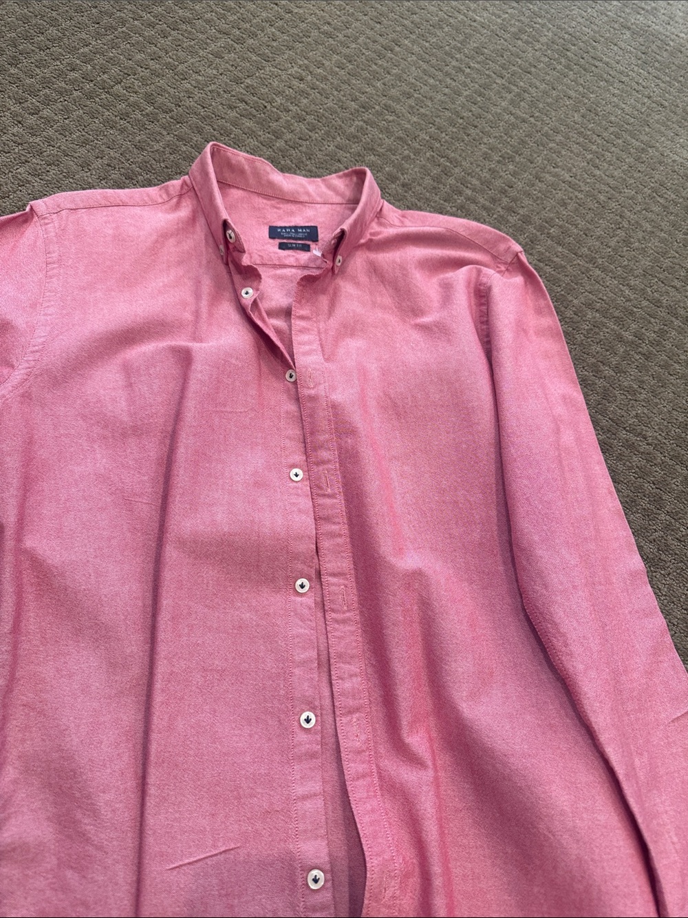 Zara Men’s Pink Button-Down Casual Shirt